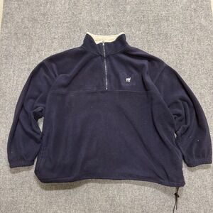 VTG Big Dogs 1/4 Zip Fleece Pullover Sweatshirt Mens 3XL Navy Blue Y2K Oversized
